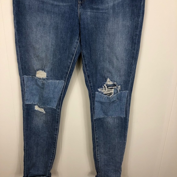Levi's 721 High Rise Skinny Jeans Patch Knees Sz 32 - Picture 6 of 14